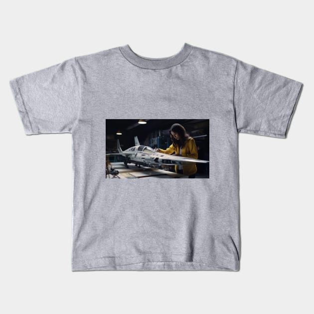 Virtual Model Spacecraft Construction Studio 1 Kids T-Shirt by Century21Mouse